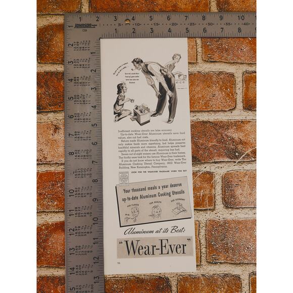 1940 Wear-Ever Aluminum Dad Daughter Playing‎ Kitchen Mom Watching Vtg Print Ad - Picture 5 of 9